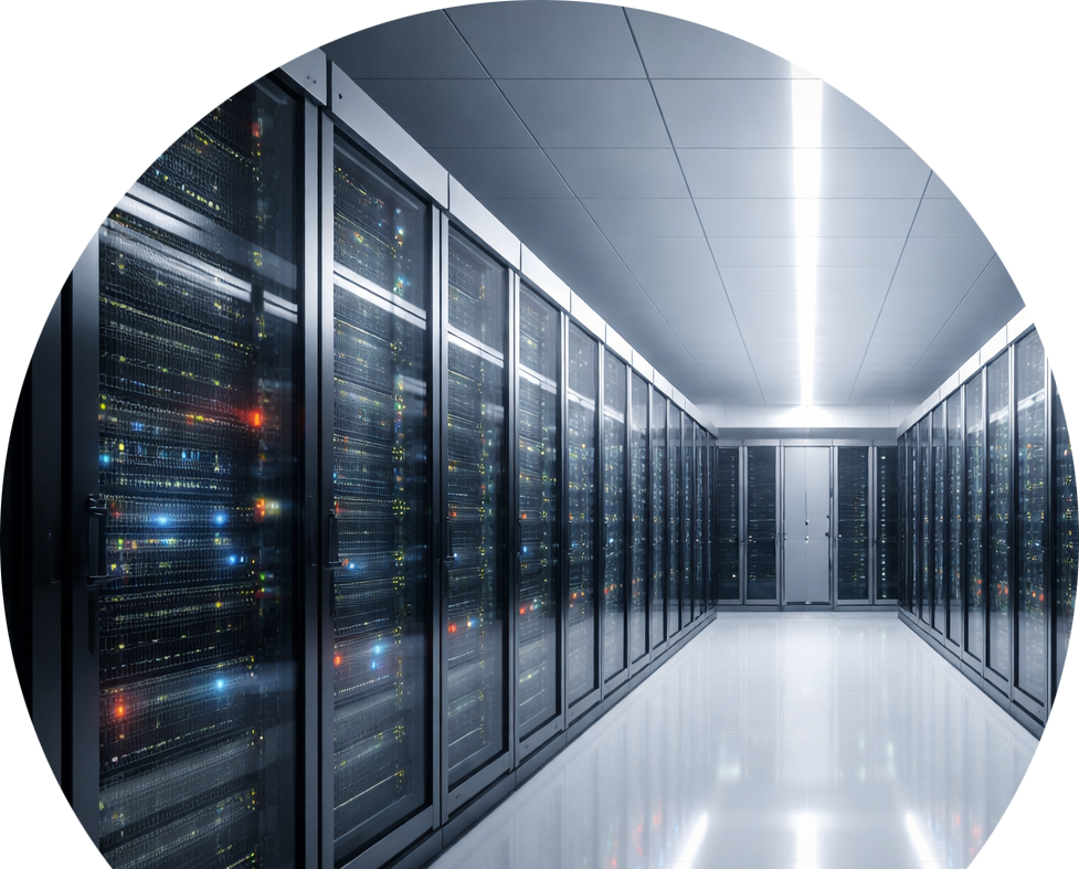 Althicom Modern data center with server racks supporting secure cloud telephony and business communication infrastructure.